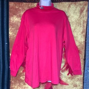 NUT CRACKER-red ‘MISTLETOE’ sewn/embroidered lightweight long sleeve turtleneck